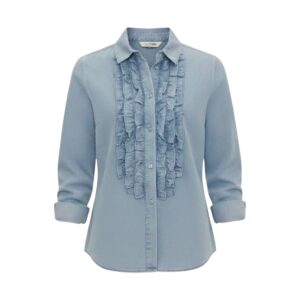 denim skjorte med flæser