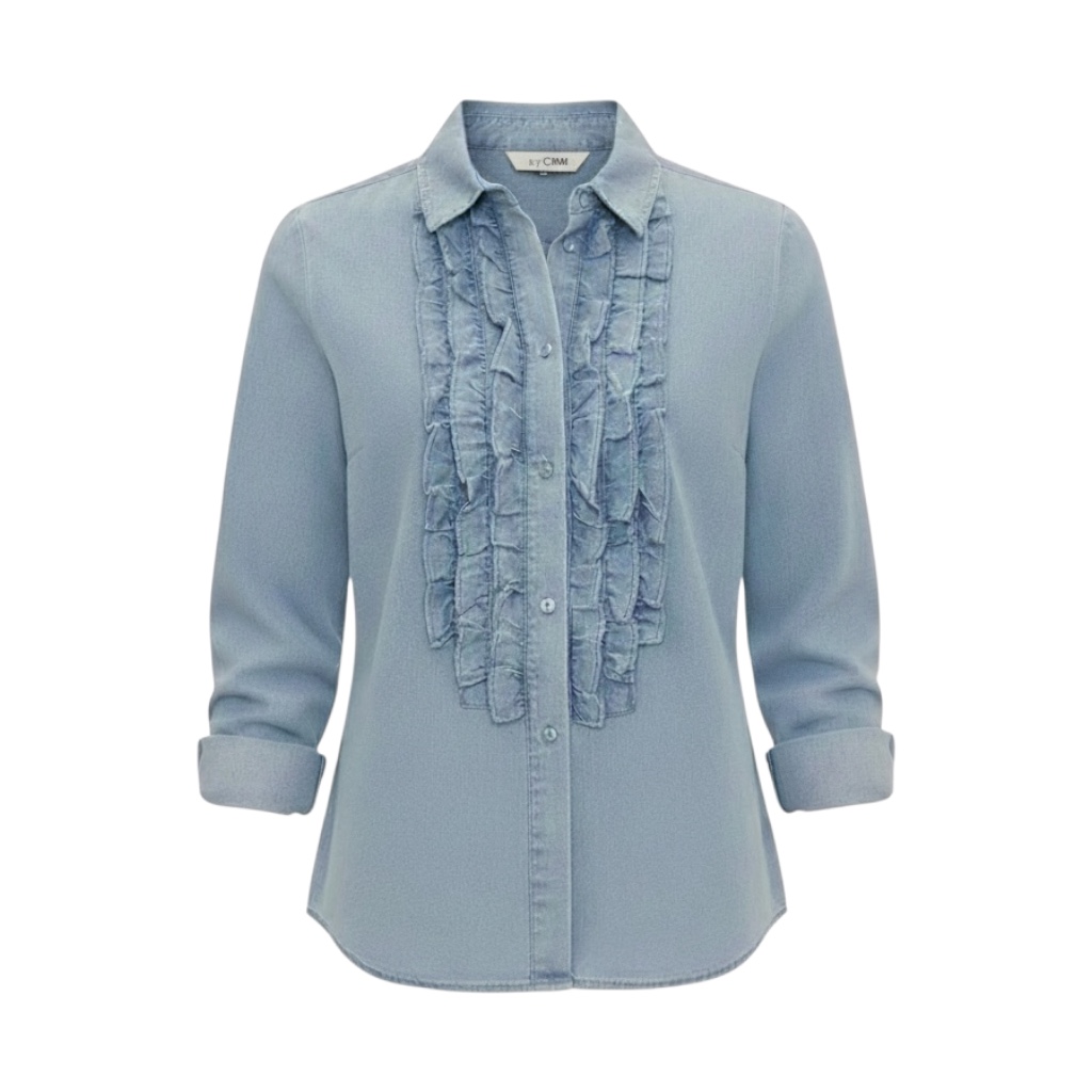 denim skjorte med flæser