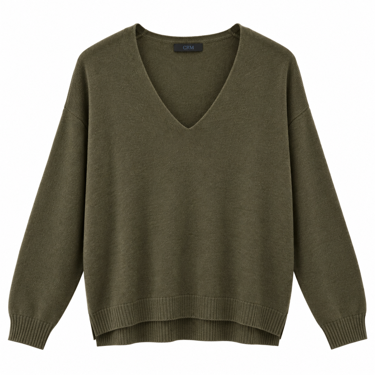 V-neck striktrøje m. slids - Image 3